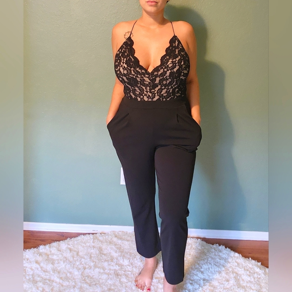 Express Lace Top Jumpsuit with Pockets.